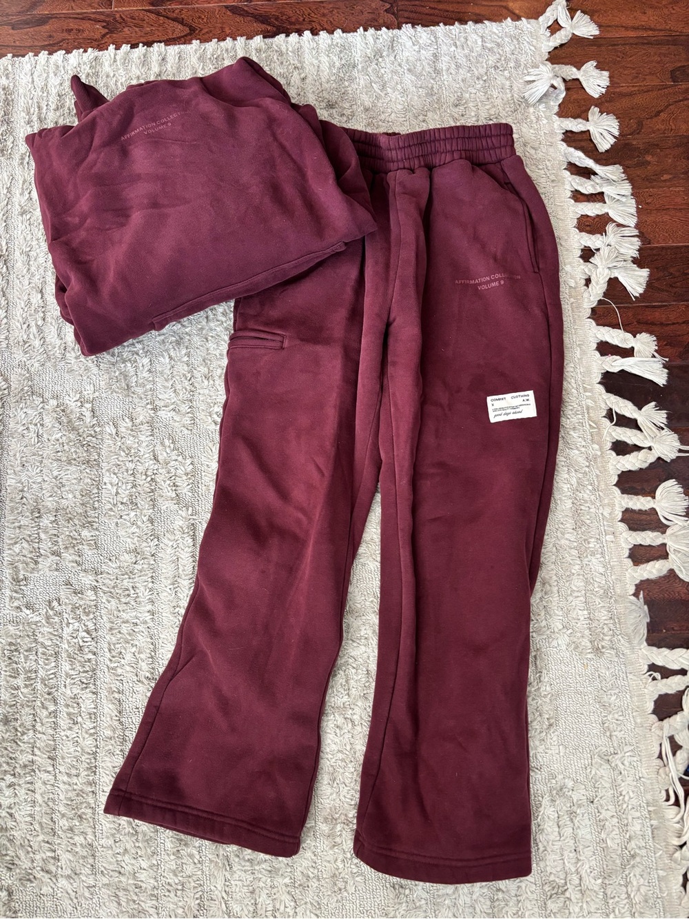 Women's Burgundy Affirmation Collection - Relaxed Fit, hooded sweatshirt